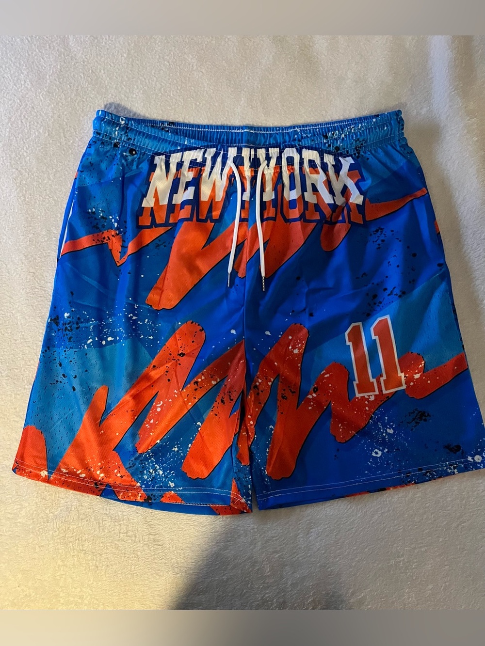 NBA New York Blue & Orange Graphic Basketball Shorts Knicks #11 Jalen Brunson